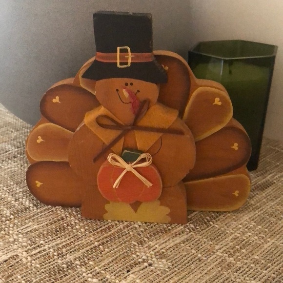 VINTAGE TABLETOP PILGRIM TURKEY WOOD DECOR - Picture 1 of 6